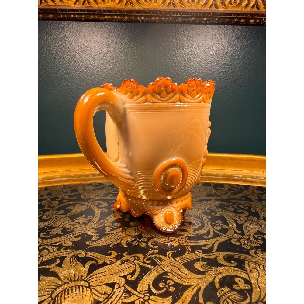 Antique‎ Greentown Dewey Chocolate Slag Glass Creamer c.1898 - Picture 5 of 17